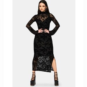 NWT Disturbia Cimora Dandelion Flocked Mesh Ruched Midaxi Dress size 16